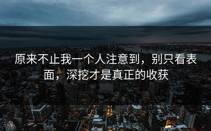 原来不止我一个人注意到，别只看表面，深挖才是真正的收获